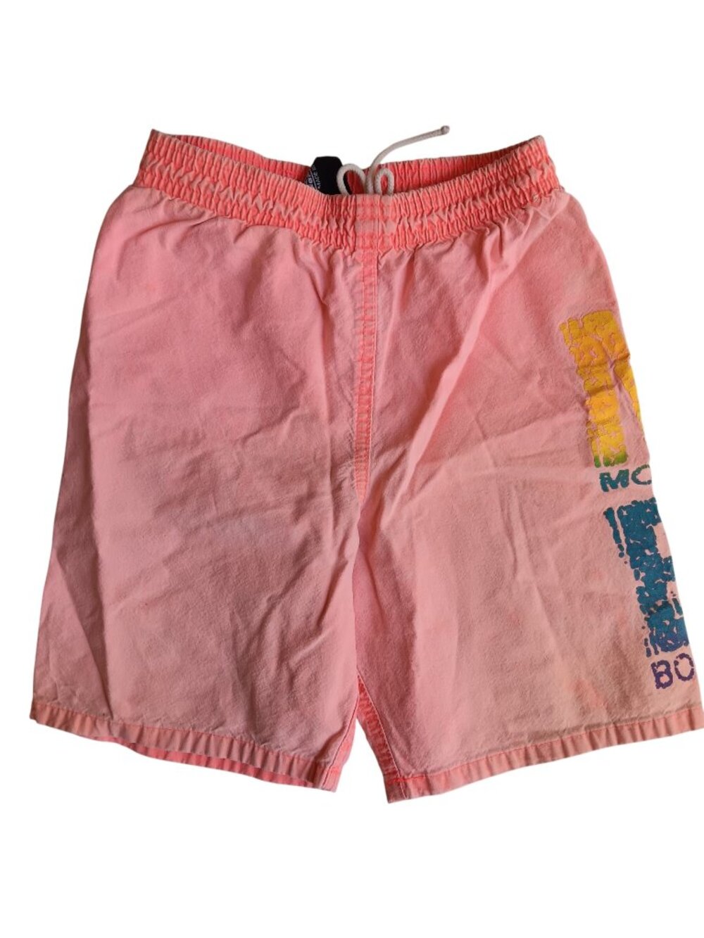 Boys 7 Shorts Vintage Morey Boogie Board Swim Pink Side Logo 1980's Surfer USA